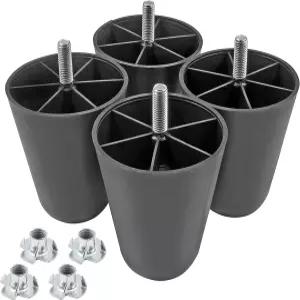 4Pcs 블랙 소파 다리 4인치 테이퍼 가구 플라스틱 발 M10 행거 볼트 포함 서랍 캐비닛 의자 침대 커피