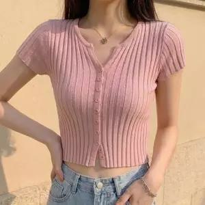 [신세계라이브쇼핑][옷자락] 여자 슬림핏 골지 버튼 크롭 반팔 가디건