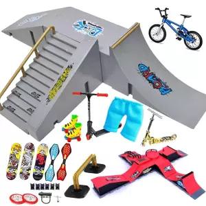 기술 손가락 스케이트 보드 키트 자전거 BMX 미니 두 바퀴 스쿠터 스포츠 훈련 소품 경사로 공원 완구