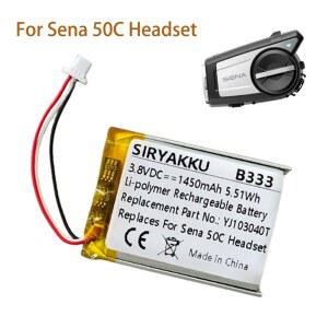 호환 Sena 50C 헤드셋 Bluetooth 통신 시스템 및 4K 카메라 시스템 배터리 용 새 3 8V 1450mAh 충전식