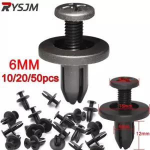 10 50pcs 자동차 6mm 구멍 플라스틱 리벳 패스너 푸시 클립 도요타에 대한 블랙 차량 도어 트림 패널