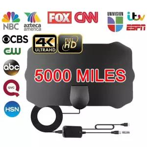 4K 실내 디지털 TV 안테나 풀 HD HDTV DVB-T/T2 DVBT2 케이블 500 마일 UHF VHF DTV 자동차 RV 용 공중