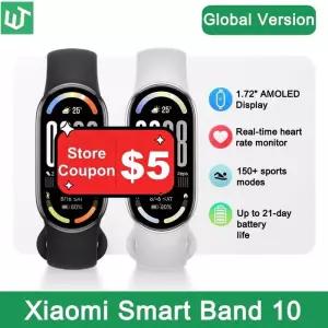 샤오미 미 스마트 밴드 10 글로벌 버전 1.72인치 AMOLED 모니터링 21일 배터리 5ATM 방수 스마트워치