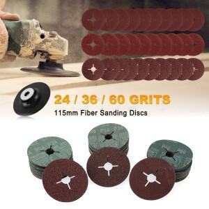 115mm 섬유 샌딩 디스크 앵글 그라인더용 24 36 그릿 연마지 목재 금속 광택용
