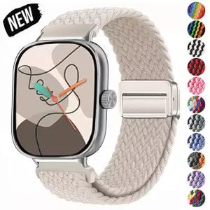 Xiaomi Redmi Watch 4 5 용 마그네틱 루프 Miband 8 pro/9 밴드 스트랩 조절 가능한 땋은 스포츠 나일론