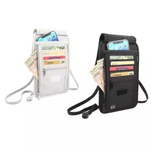 HAWEEL 목걸이형 크로스바디 여권 지갑 가방 문서 ID 신용카드 케이스 보관 파우치 RFID 차단 방지