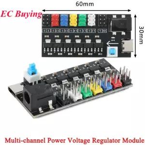 다중 채널 전원 전압 조정기 모듈 보드 유형-C DC 소켓 AMS1117-1.2V/1.5V/1.8V/2.5V/3.3V/5.0V 800mA