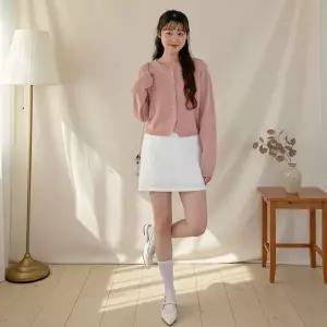 [하프클럽/옷자락]여성 데일리 캐주얼 여리핏 크롭 라운드 가디건 OOTD