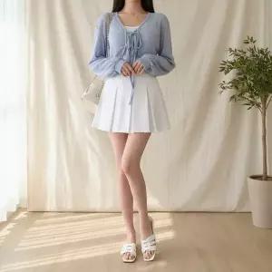 [하프클럽/옷자락]여성 데일리 긴팔 골지 가디건 가슴끈 포함