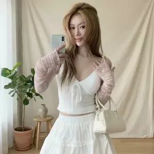 [하프클럽/옷자락]여성 봄여름 시스루 레이어드 크롭 가디건 비침 망사