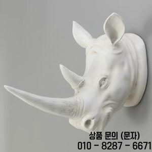 수지 이국적인 코뿔소 머리 장식 흰색 동물 동상 가정용 공예품 호텔 벽걸이 예술 선물 MGT