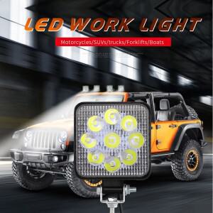 크로믹스 9LED 작업등 자동차 전면 안개등 12V 트럭 SUV 4X4 4WD 엔지니어링 헤드라이트 오프로드 사각 헤