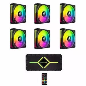3/6팩 120mm ARGB PWM PC 케이스 팬 키트 허브 리모컨 포함 고풍량 저소음 5V ARGB/4핀 쿨링 게이밍