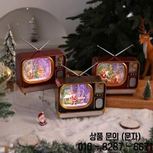 크리스마스 레트로 텔레비전 눈 내리는 산타클로스 뮤직 박스 데스크탑 디스플레이 창 장식 축제 분위기