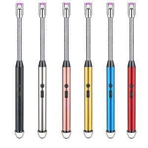 주방 USB 전기 아크라이터 충전식 바베큐 불꽃 없는 플라즈마 캔들, 긴 호스, 가스 스토브 점화 건