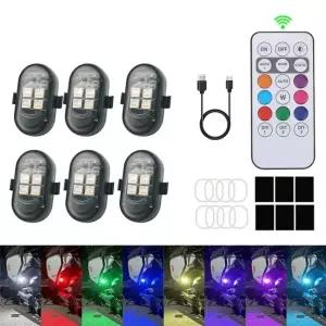 2/4/6pcs 무선 원격 제어 LED 스트로브 라이트 자동차 오토바이 드론 스쿠터 충돌 방지 경고등 플래시