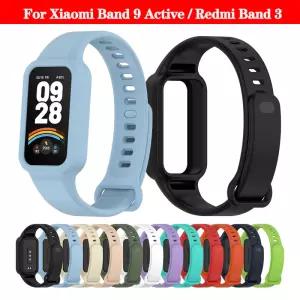Xiaomi Mi Band 9 용 실리콘 스트랩 케이스 Redmi 3 교체 시계 밴드 액세서리 액티브 Smartwatch 팔찌