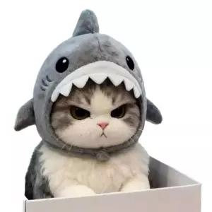 고양이 상어머리 모자 강아지 귀여운 후드 머리장식