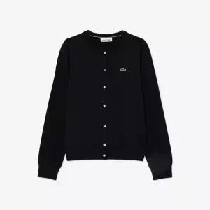 라코스테 여성 베이직 크루넥 카디건 블랙 HB865642