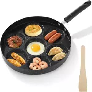 스케일링 방지 손잡이가 있는 스키드키 프라이팬 블랙 메탈 논스틱 마이판 스톤 코팅 아침 인덕션 쿠커용