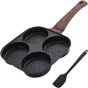 콜레칼라 논스틱 4컵 달걀 팬 블랙 알루미늄 프라이팬 베이클라이트 손잡이 팬케이크 버거 샌드위치용 한