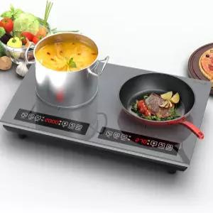 더블 인덕션 쿡탑 110v-120v 버너 전기 24인치 4000W 스토브탑 2개 핫플레이트 LED 터치스크린 9도 안전