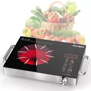 Cooksir 싱글 버너 전기 쿡탑 - 110V 휴대용 원 핫 플레이트 1800W 가정용 카운터탑 스토브 캠핑 RV 타이머