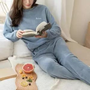 수면잠옷세트 겨울 극세사 수면잠옷 여성 홈웨어 파자마 잠옷 세트