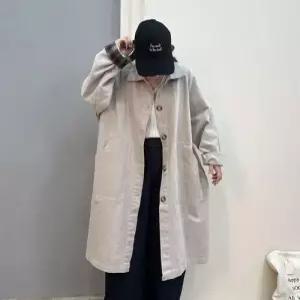 가을 오피스룩 여성용 하프 트렌치 긴팔 체크 코트 OP3