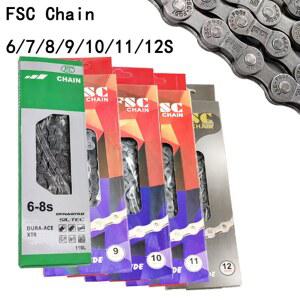 호환 FSC 6/7/8/9/10/11/12 속도 Velocidade 자전거 체인 116/126 링크 초경량 MTB Road Bike 6S 7S 8S 9S 10S 11S 12S