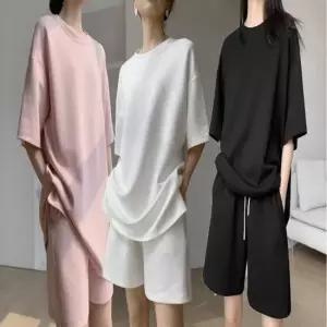 여성홈웨어 여자 캐주얼 무지 반팔 반바지 트레이닝복 상하의세트