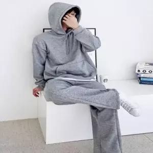 세트 남성 여성 공용 겨울 양털 후드티 스냅 기모팬츠