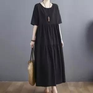 플리츠원피스 라운드 캉캉 셔링 롱원피스 A라인 체형 커버 여유핏