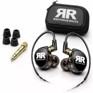 의로운 루츠 RR-EV1 프로페셔널 듀얼 드라이버 인이어 모니터(IEM) 및 휴대용 케이스 - 음악가 예배 팀 오디오 엔지니어를 위한 무대 이어폰 고충실도 사운드 격리(1쌍)