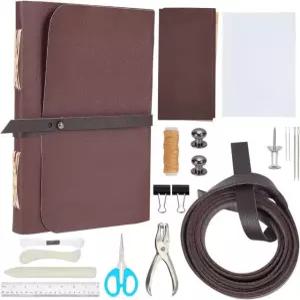 초보자를 위한 WEBEEDY 89Pcs 제본 키트 DIY 가죽 저널 세트 A5 책 만들기 실 바느질 바늘 종이 및 기타 도구로 학용품에 완벽하게 제본합니다