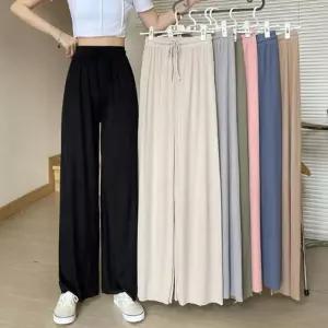잔솔 여성 와이드 팬츠 밴딩 플리츠 바지 냉장고 여름