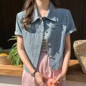 소우베 스티치 반팔 데님 숏자켓_M4755