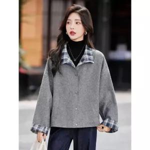 솜브레로스 모직 가을 여성 코트 숄 칼라 DOS3