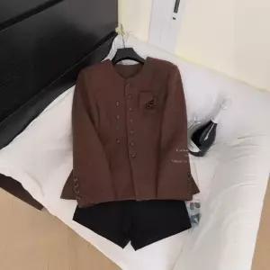 솜브레로스 여성 모직 가을 코트 상의 예쁜 숏 DOS3