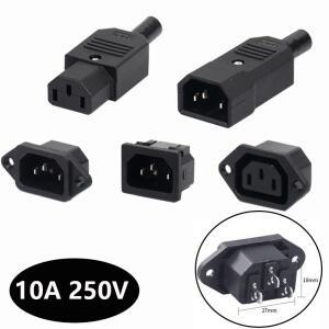 블랙 IEC320 10A 250V 수 암 도킹 플러그 커넥터 Rewireable C13 C14 Power Konektor 3핀 AC 소켓