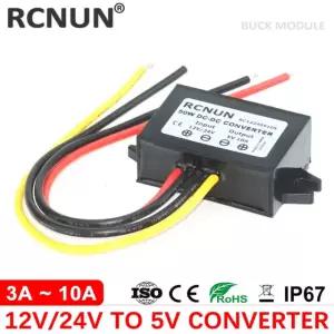 RCNUN 12V 5V 24V 3A 5A 10A 스텝 자동차 다운 36V 전력 변환기 12V 24V to 5V 3A