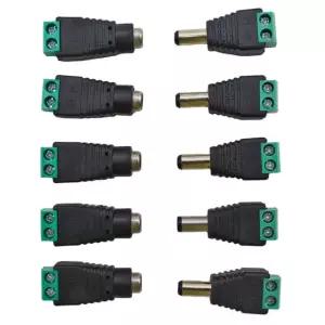 12V 남성 여성 커넥터 1X5 5MM 전원 플러그 소켓 신호 색상 LED 어댑터 스트립 5pcs Male