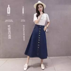 여자스커트 청데님 청치마 봄여름 데님 A라인 스커트 미디 빅사이즈 하이웨스트 어울리는 롱 패션 원템2
