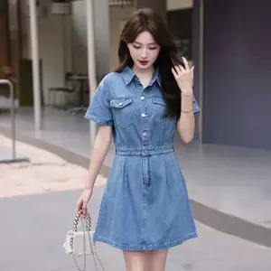 여자스커트 청데님 빈티지 데님 반팔 원피스 여름 슬림핏 A라인 스커트 청 원템2