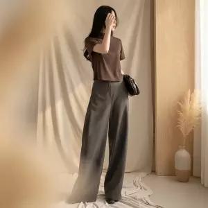 여성 핀턱 와이드 기모 슬랙스 본딩 방한 루즈핏