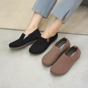 여자 데일리 편안한 니트 경량 슬립온 플랫슈즈