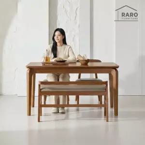 [/착불배송] 에비뉴 1400 참죽나무 원목 4인 식탁 세트 (식탁+의자2+벤치1)