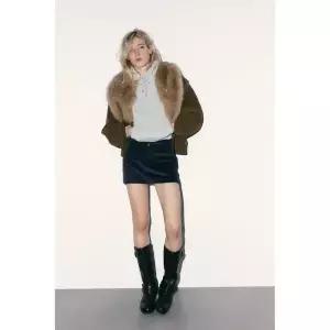자라 ZARA 100% 퍼 스웨이드 레더 재킷 - 카키 3953444