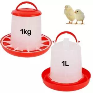 1L 1KG 가금류 먹이통 급수기 물통 자동 사료 공급기 Food Feeder