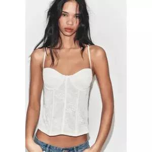 ZARA 자라 레이스 코르셋 탑 - 스크래치 화이트 3951449